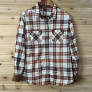 Kuhl Top Womens XL Brown Plaid Tess Flannel Long Sleeve Snap Button